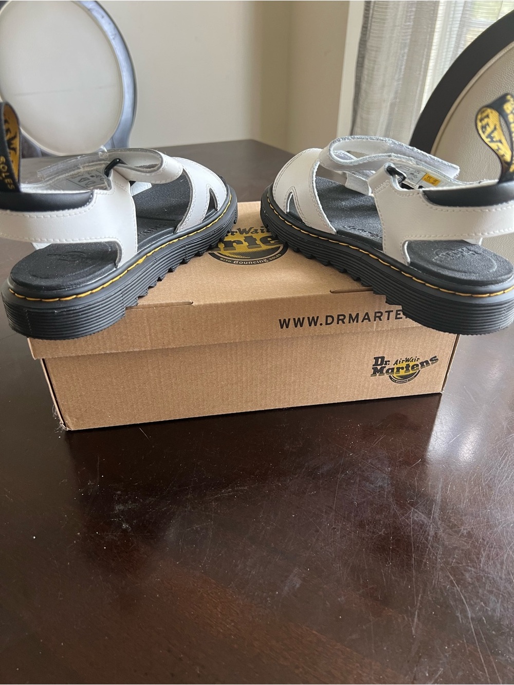 Dr. Martens Kids White & Black Leather Sandals